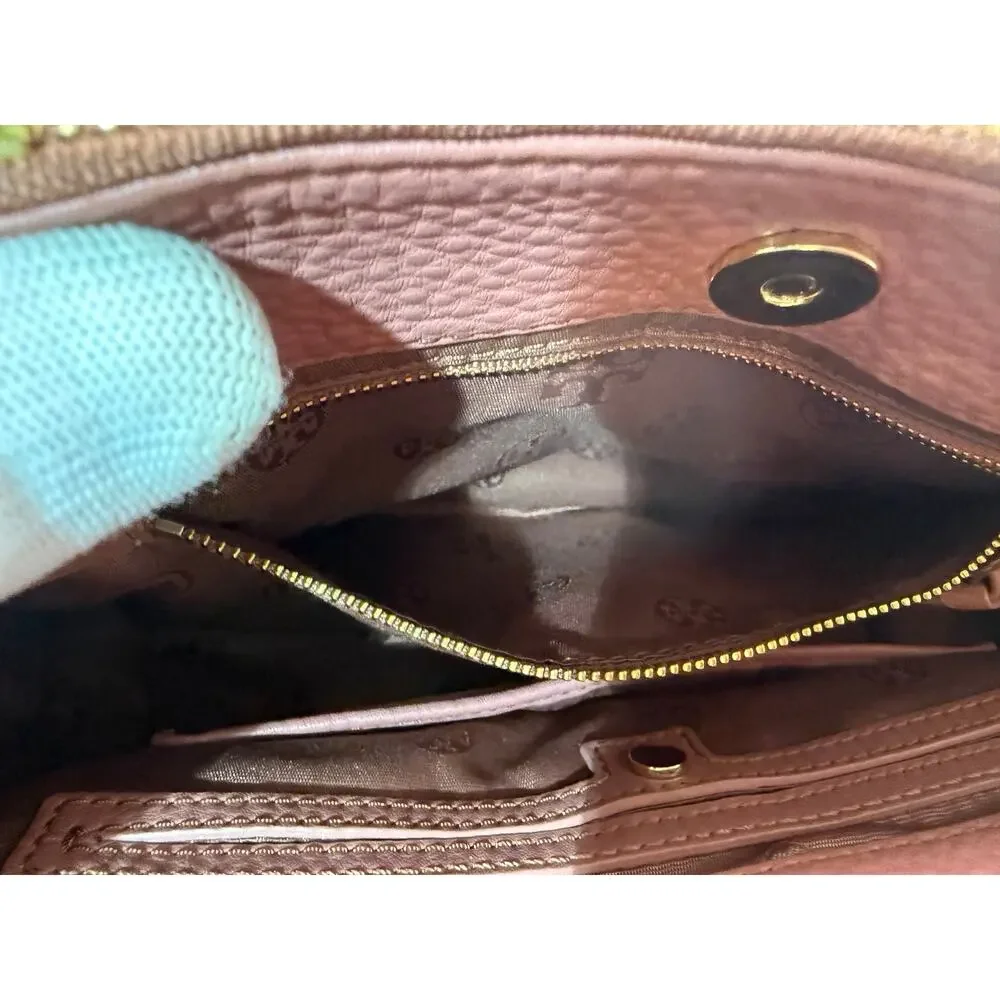 Tory Burch Pebbled Leather Satchel Bag Dusty Rose